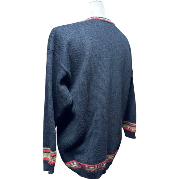 Sue Brett Collection Vintage Tassel Sweater Black Red Gold Silver Medium - Picture 3 of 8